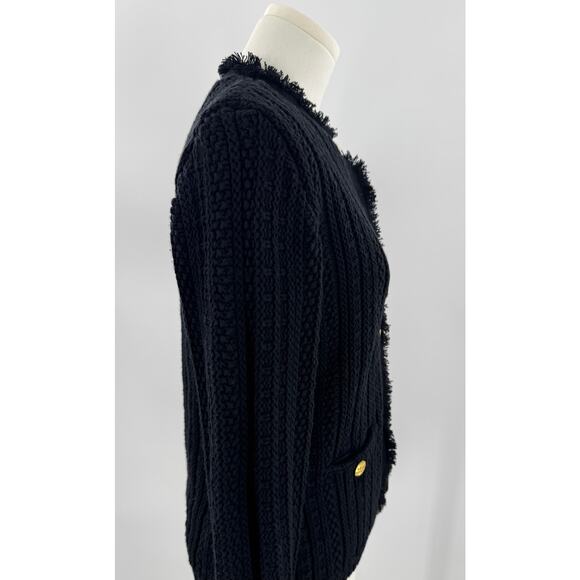 Express Black Sweater Jacket Lady Gold Button Knit Cardigan M Grannycore NWOT - Picture 5 of 9